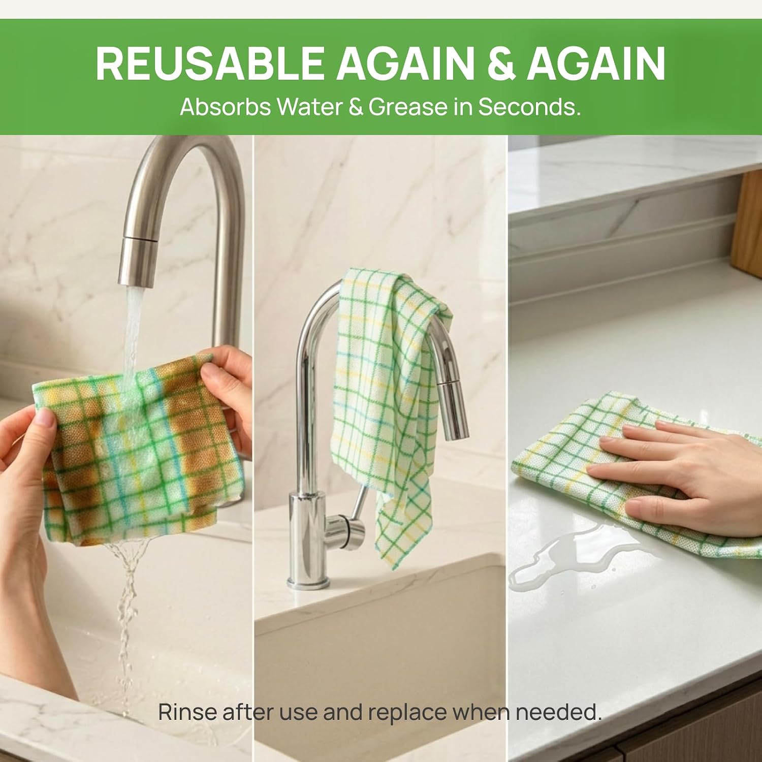Disposable Multi-Purpose Cleaning Cloth 40 Pcs, 10"x10" 100% Viscose Fiber, Thickened & Absorbent Kitchen Dish Towel, Heavy Duty Lint-Free Wipes for Kitchen, Car, Home
