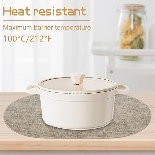 Miniatura 4 de Juego de 4 manteles individuales para interiores y exteriores, de cuero, lavables, para comedor, cocina, niños, color camello