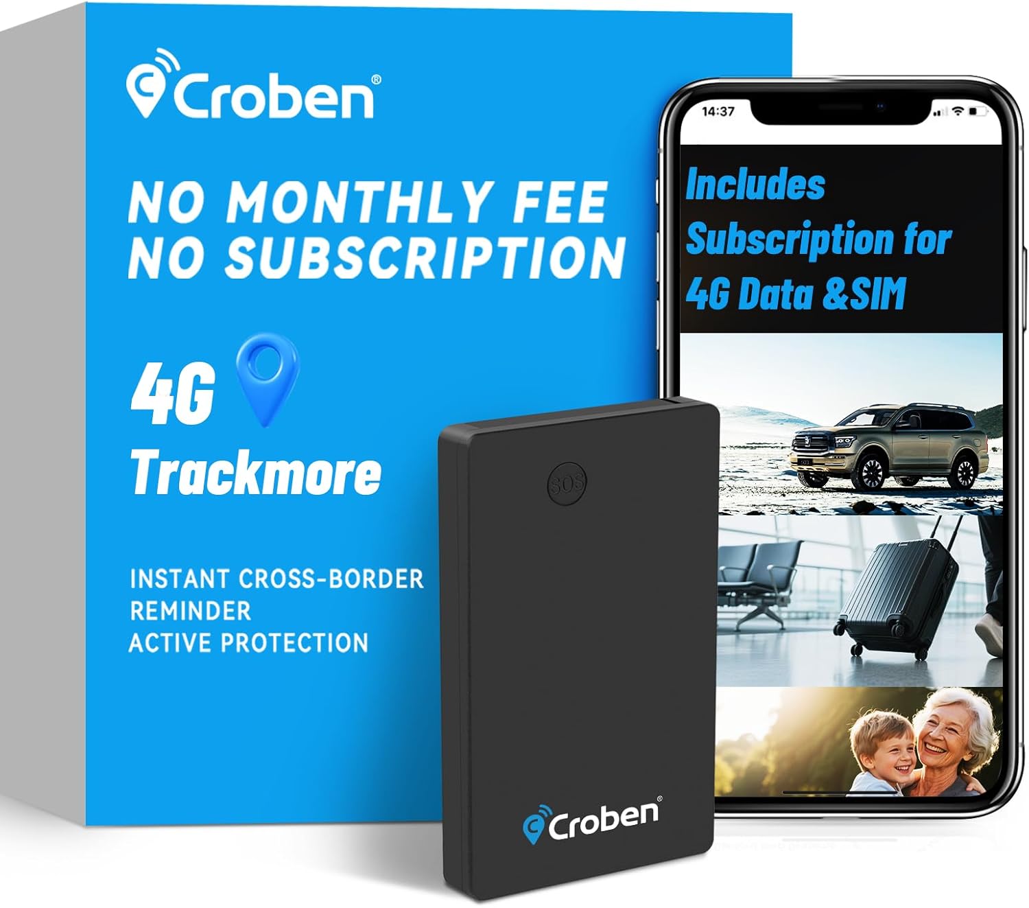 Mini GPS Tracker for Vehicles No Subscription No Monthly Fee,Real-Time Location Car Small Tracker with 4G SIM & Data Included,Long Battery Life,GeoFence,Trip History,Driving Alerts(1 Years)