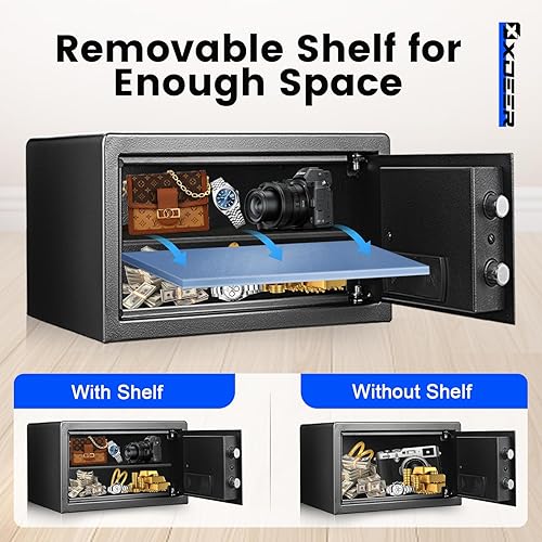 Miniatura 5 de Caja de seguridad biométrica para el hogar, (0.78-2.04 pies cúbicos), bloqueo seguro de huellas dactilares de acceso rápido, teclado retroiluminado