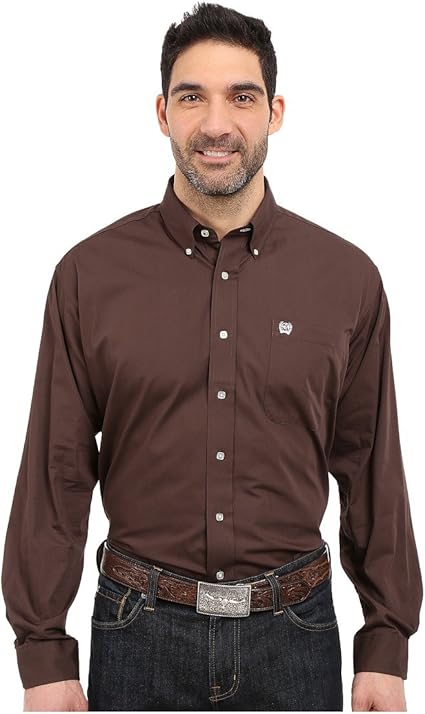 Cinch Men's Classic Fit Long Sleeve Button One Open Pocket Solid Basic