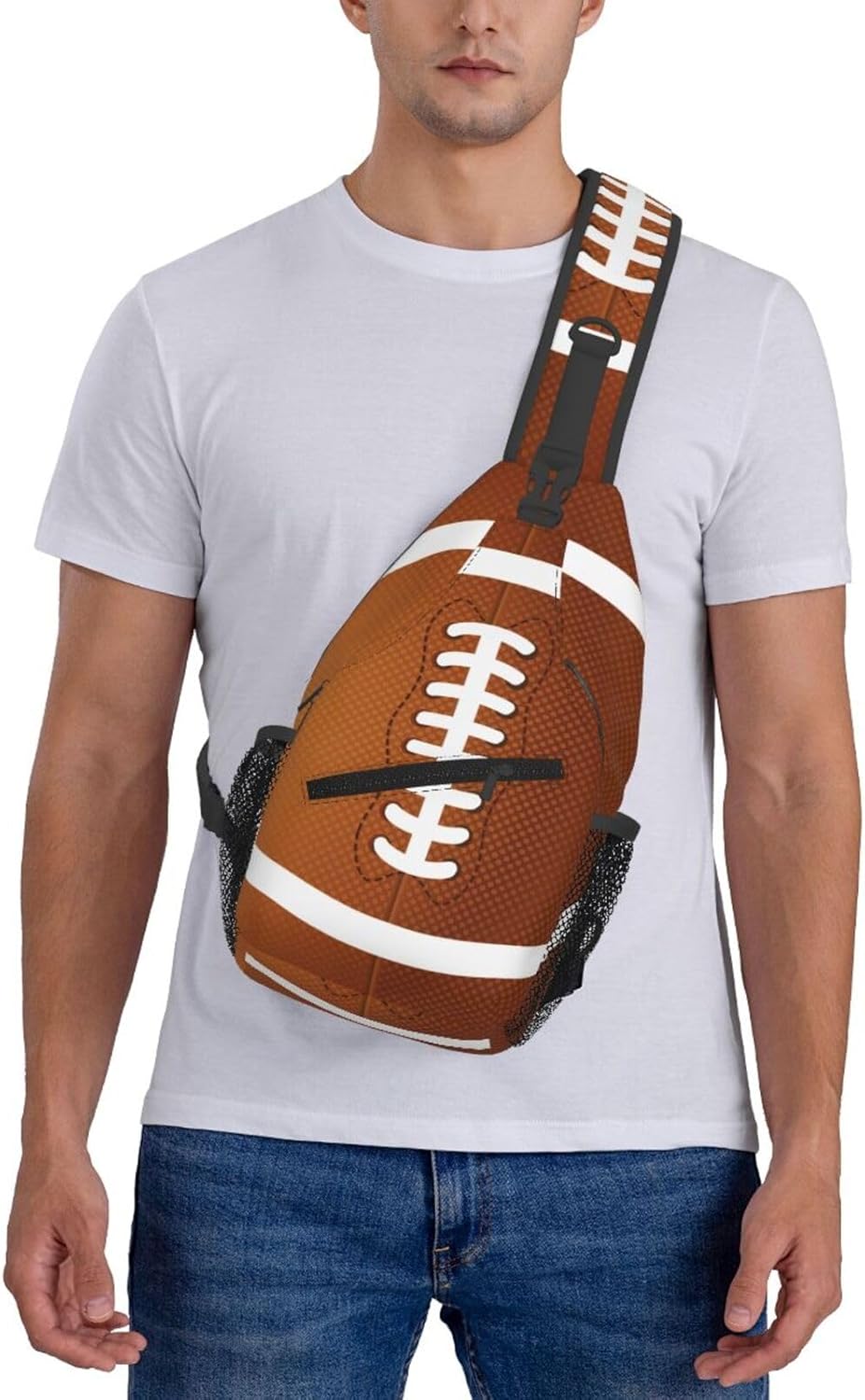 Football Print Crossbody Sling Bags for Women Men American Football Rugby Ball Pattern Travel Sling Backpack Casual Shoulder Bag Sports Ball Team Popular Art Gym Sports Hiking Daypack - Image 6