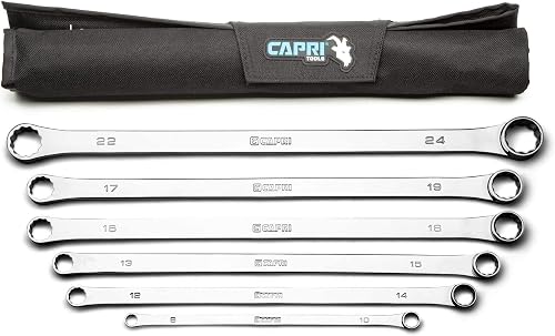 Capri Tools 0 Degree Offset Extra Long Box End Wrench Set (6-Piece Metric (8-24 mm) / Storage Pouch) (CP11800-6MPK-JP)