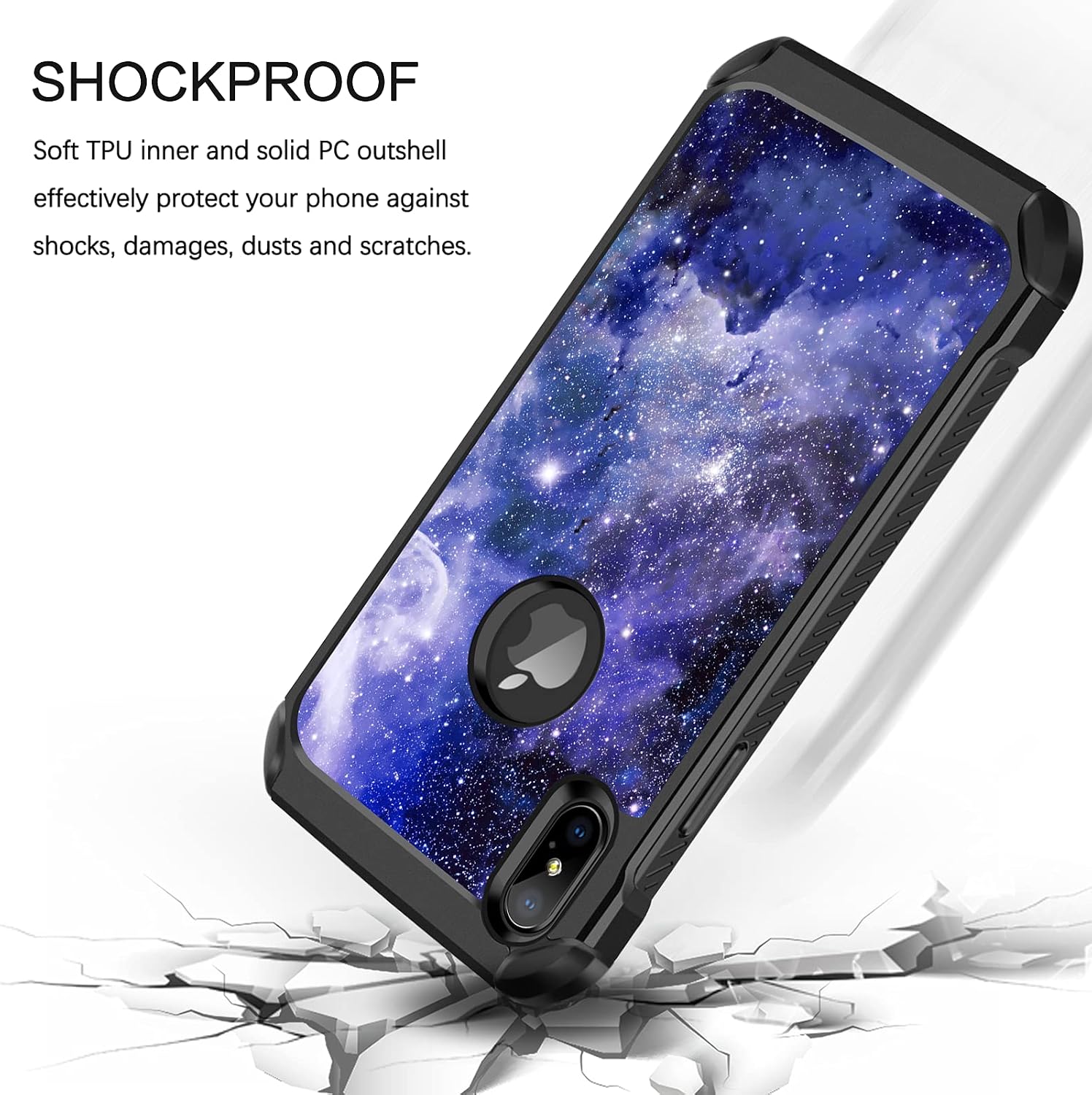 BENTOBEN iPhone Xs Max Case, Shockproof Glow in The Dark Slim 2 in 1 Hybrid Hard PC Soft Bumper Nebula Space Design Anti-Scratch Protective Phone Cases Cover for iPhone Xs Max 6.5" 2017, Blue Galaxy