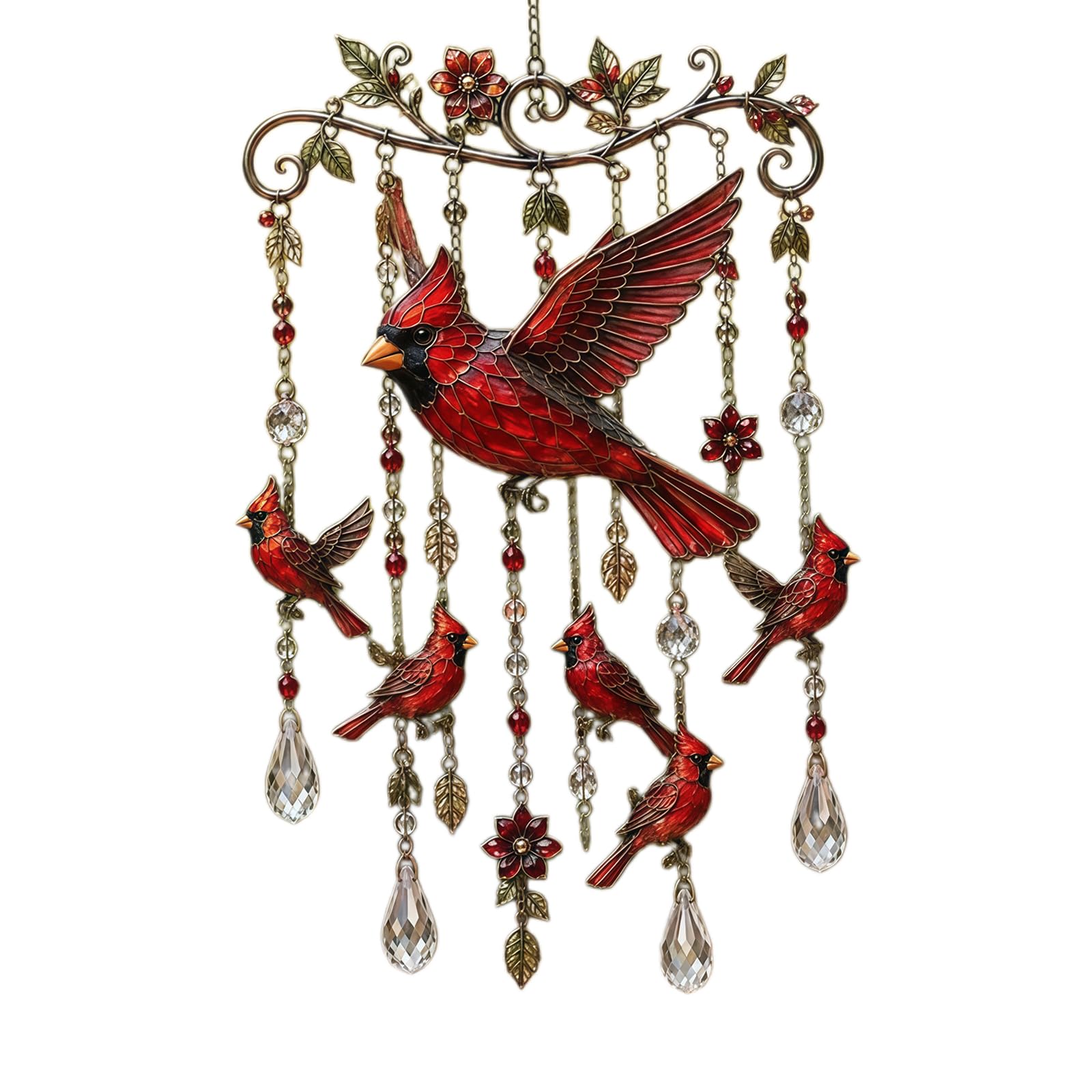 Shntig Red Bird Crystal Suncatchers Window Hanging Wind Chimes Garden Sun Catchers With Crystal Rainbow Makers Indoor Outdoor Decors Rainbows Makers Sun Catchers Window