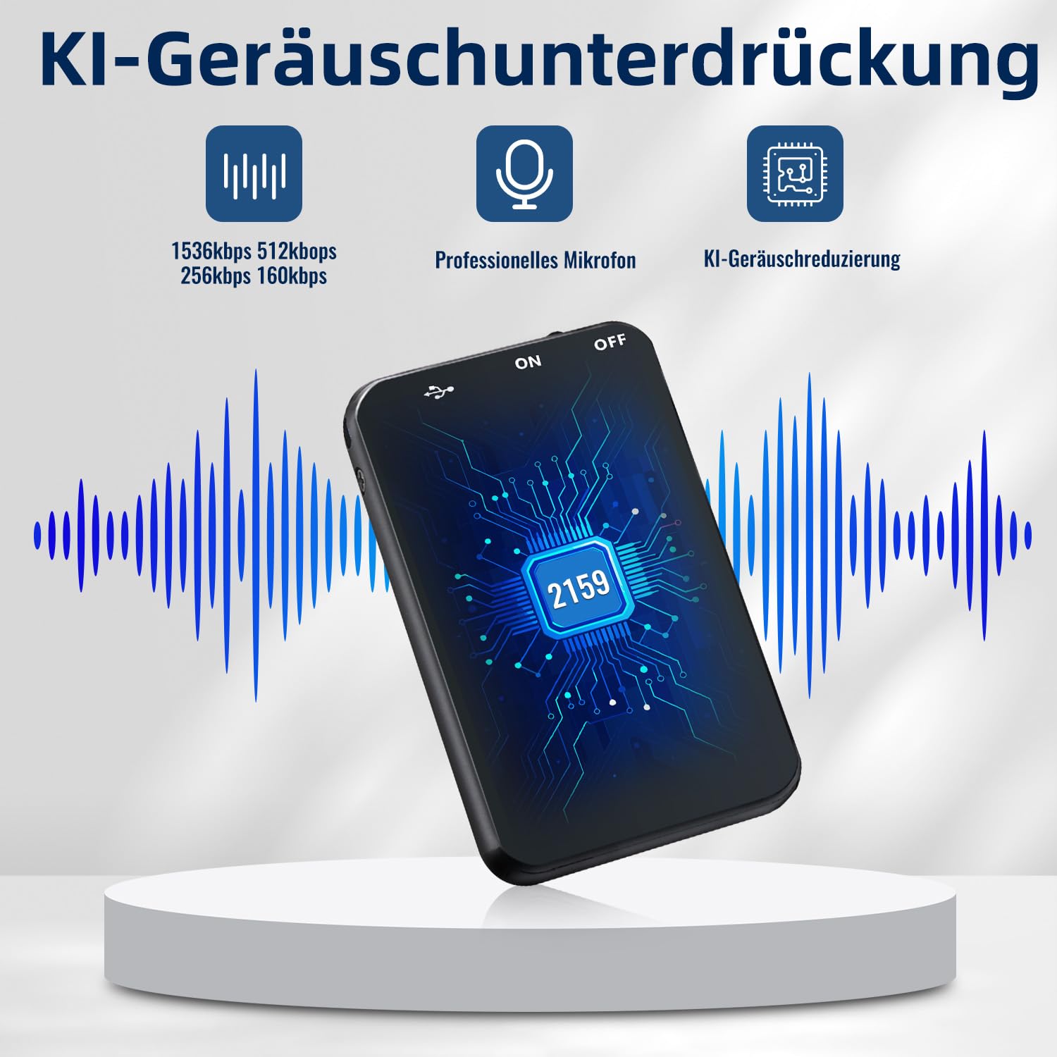 Diktiergerät Mini, Vandlion 32GB HD Aufnahmegerät mit 40 Stunden Aufnahme, USB C Digital Voice Recorder für Meetings Interviews Vortrag Vorlesung Kurse Konferenzen (Nur 5 mm Dünn)
