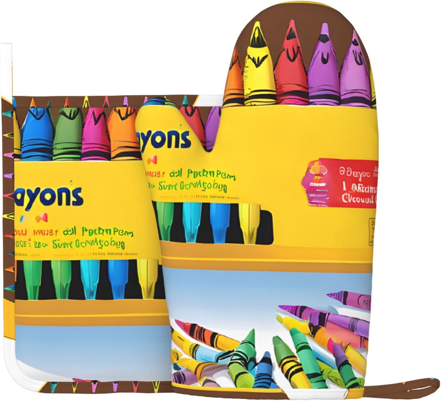 Oven Mitts and Pot Holders for Outdoor Cooking Baking BBQs Heat Resistant Polyester Silicone Oven Gloves Hot Pads, Kitchen Accessories Must Haves List - Cute Crayons Box