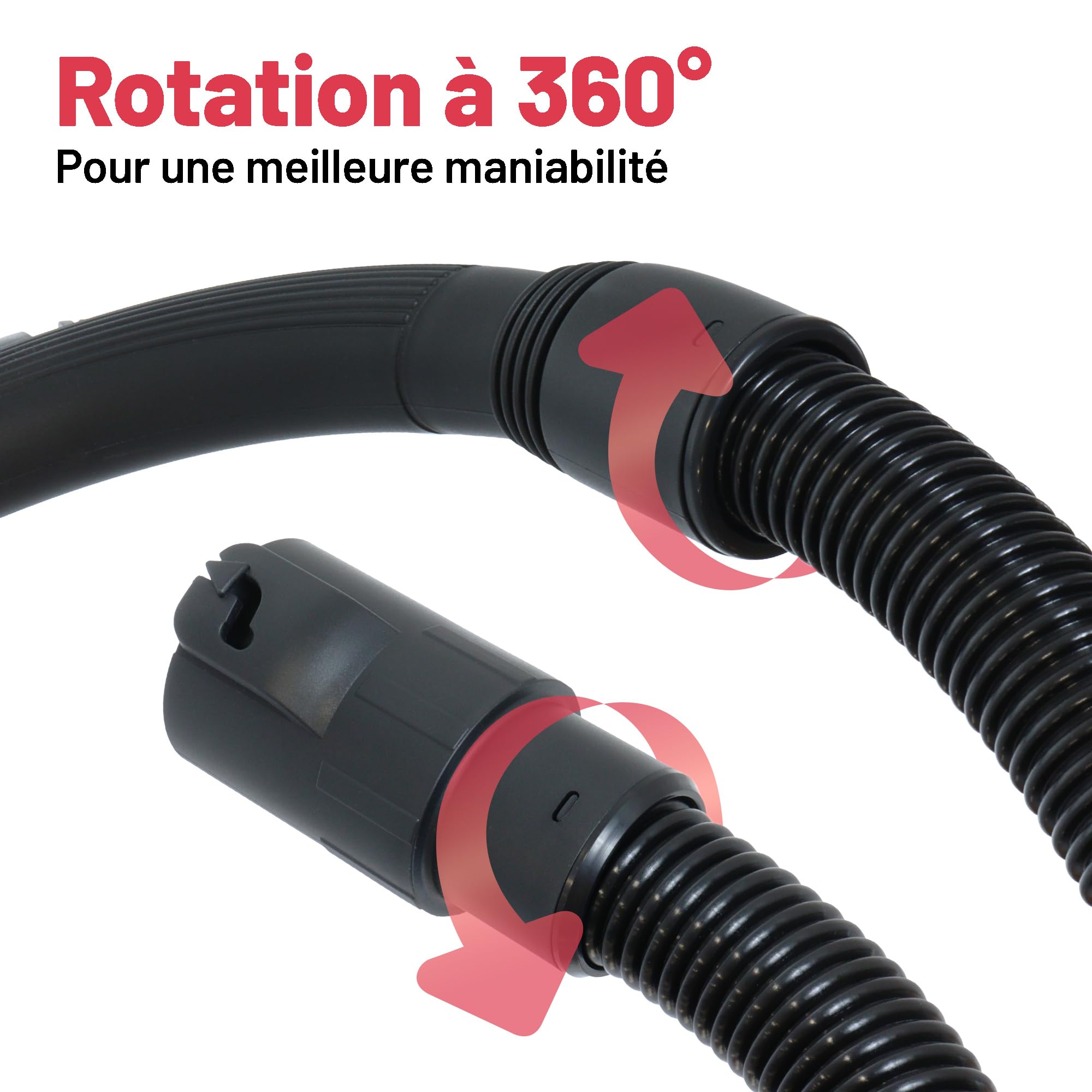 Tuyau d'aspirateur humide et sec avec manchon pivotant compatible avec Titan TTB774VAC, TTB775VAC, TTB776VAC, TTB777VAC Poignée de 35 mm avec curseur de contrôle du flux d'air 3 m