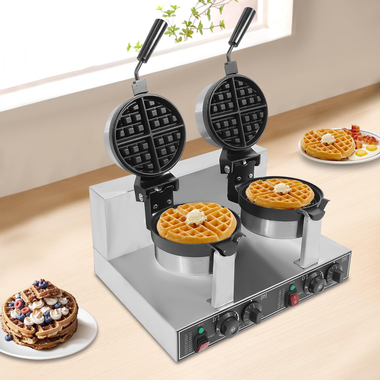 Belgian Waffle Maker Double Flip Waffle Irons with 7.9