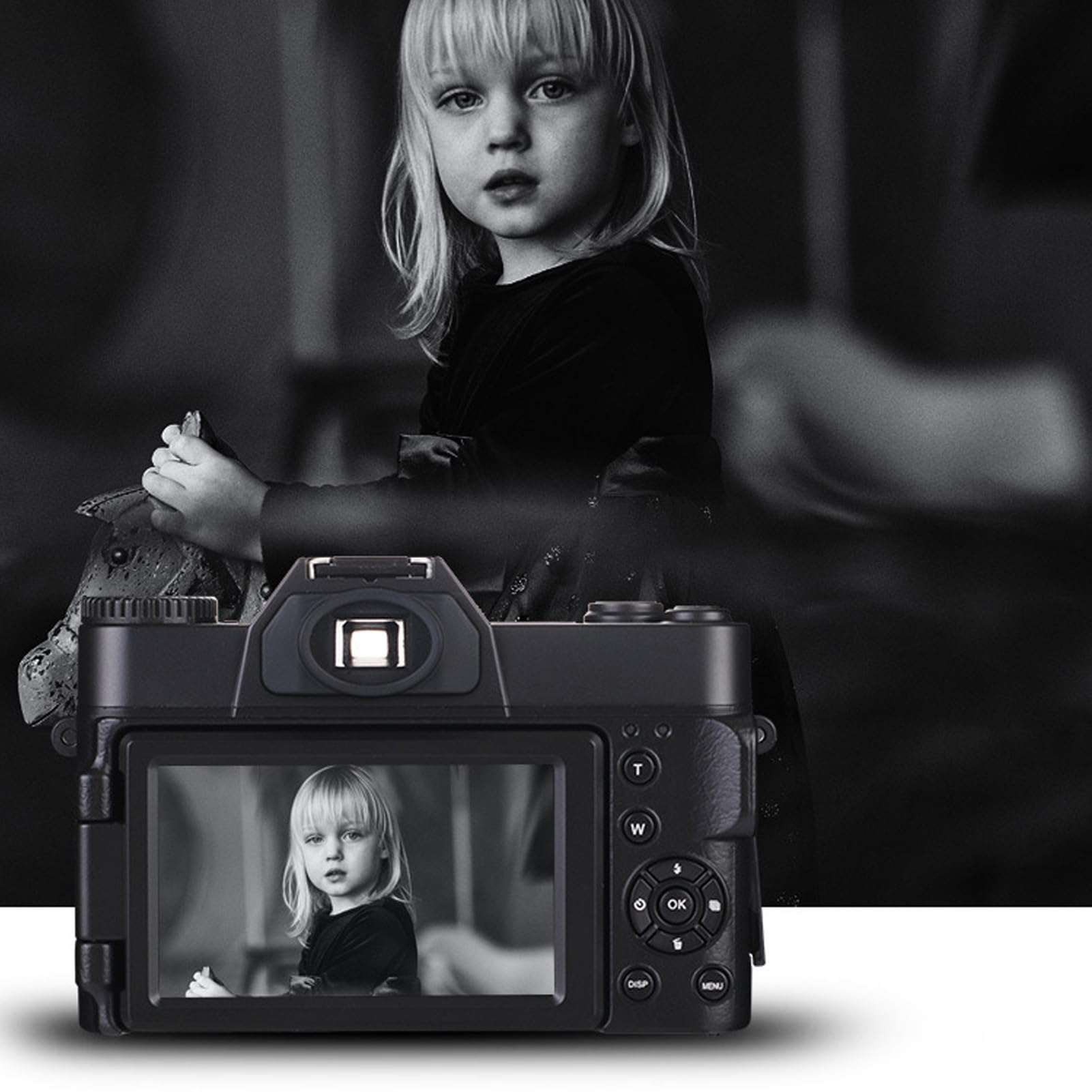 Cámara Digital Vlogging, 56MP 4K WiFi con Pantalla Giratoria 270°, Zoom Digital 16X, Compacta para Viajes y Fotografía