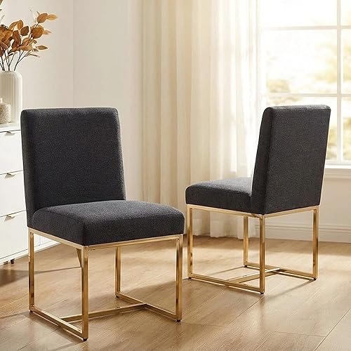 Miniatura 25 de HNY Juego de 2 sillas de cocina cómodas y modernas, de piel sintética, para cocina y comedor, silla auxiliar tapizada con marco de metal con acabado