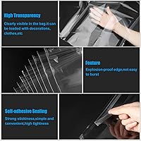 Vista 3 de Patelai 100 bolsas de almacenamiento transparentes sin ácidos, de 16 3/8 x 20 1/8 pulgadas, de plástico resellable, autoadhesivas, con cierre