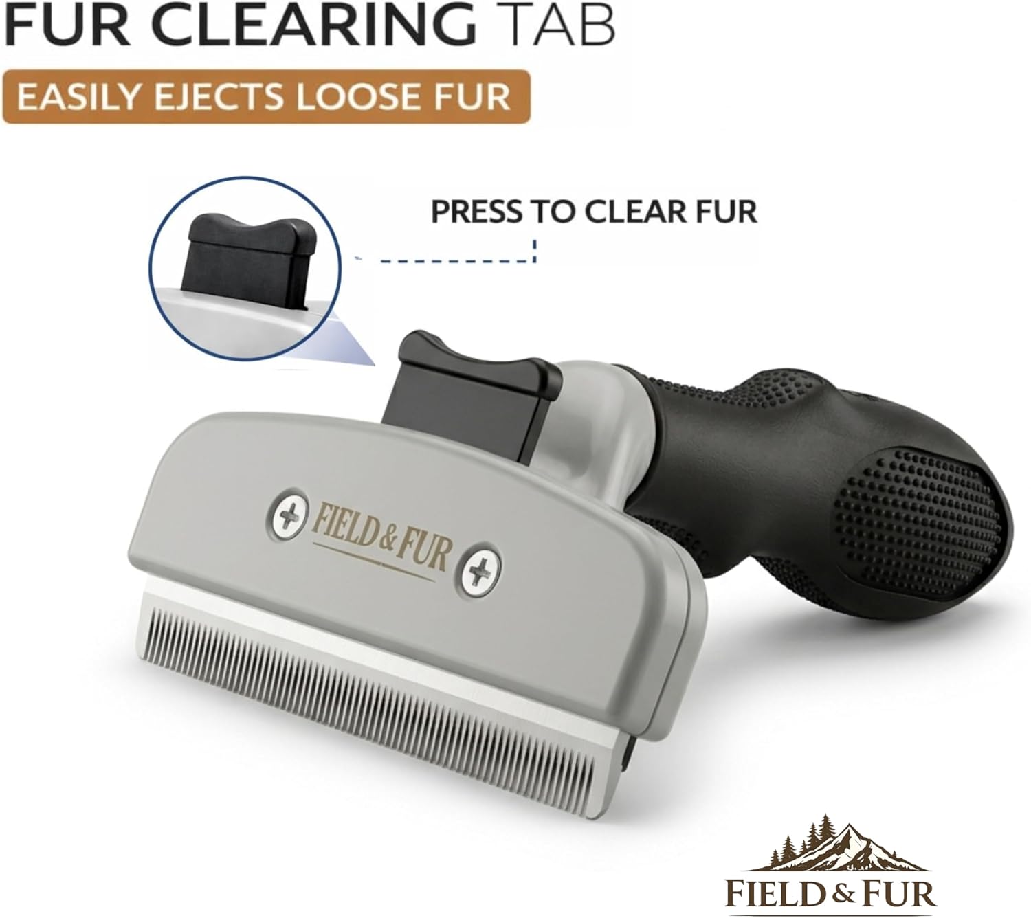 Field & Fur Dog Deshedding Tool, Undercoat Brush for Dogs & Cats, Removes Loose Fur, One-Click Release, Heavy Shedding Grooming Tool for Goldendoodles, Long Hair & Double Coats