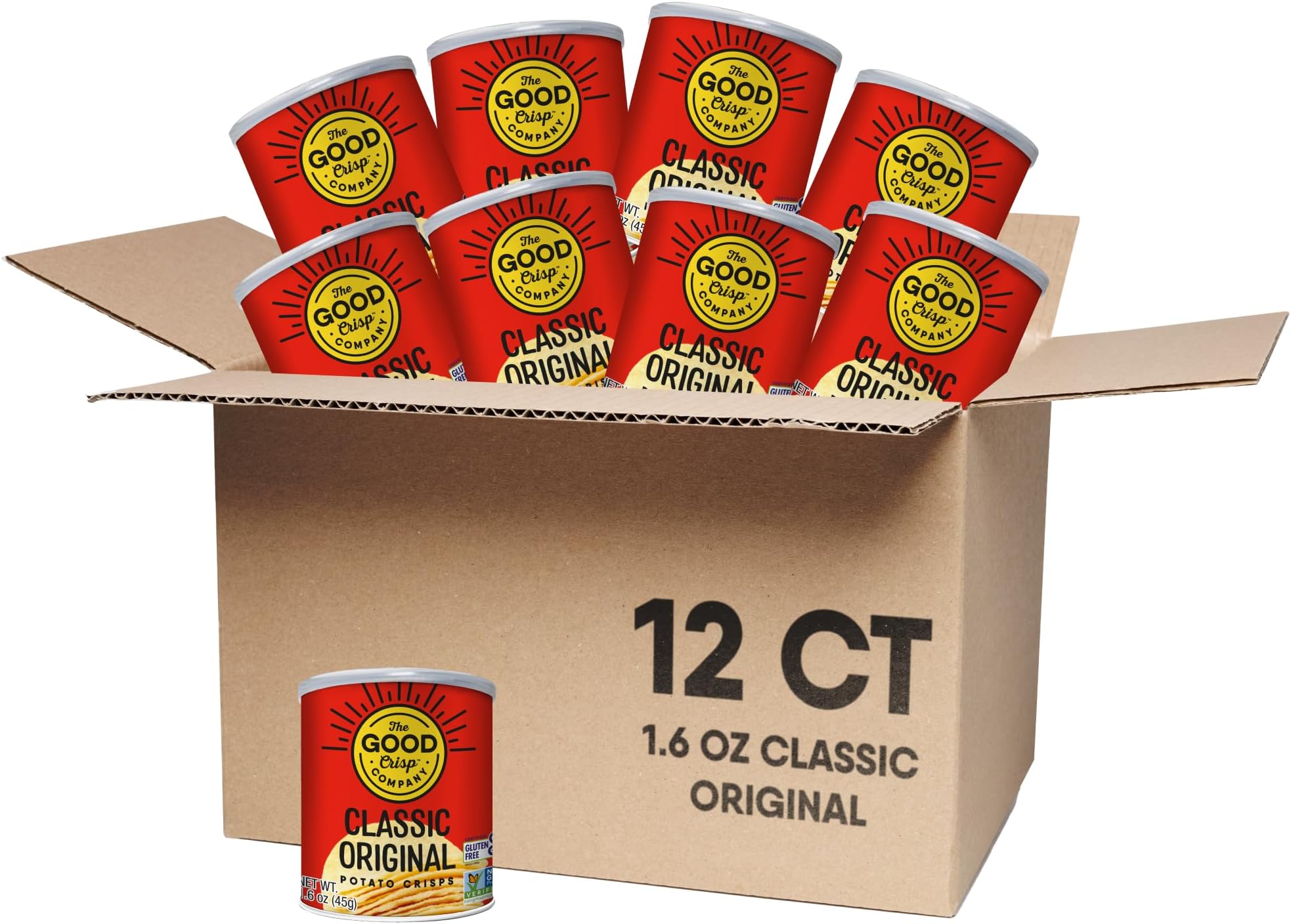 Good Crisps Minis (Original, 1.6 Ounce, Pack of 12) Non-GMO, Allergen Friendly, Potato Chip Snack Pack, Gluten Free Snacks