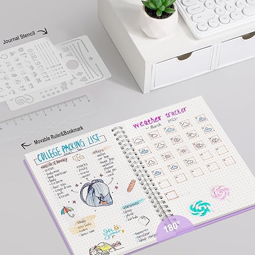 Vista 146 de AHGXG Diario de puntos y viñetas – Cuaderno de espiral de cuadrícula de puntos de 8.5 x 11 pulgadas, cuaderno de puntos grande A4, papel grueso