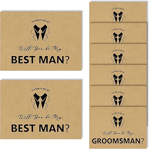 Juego de 8 tarjetas de padrinos de boda, 6 piezas Will You Be My Groomsman y 2 piezas Will You Be My Best Man.