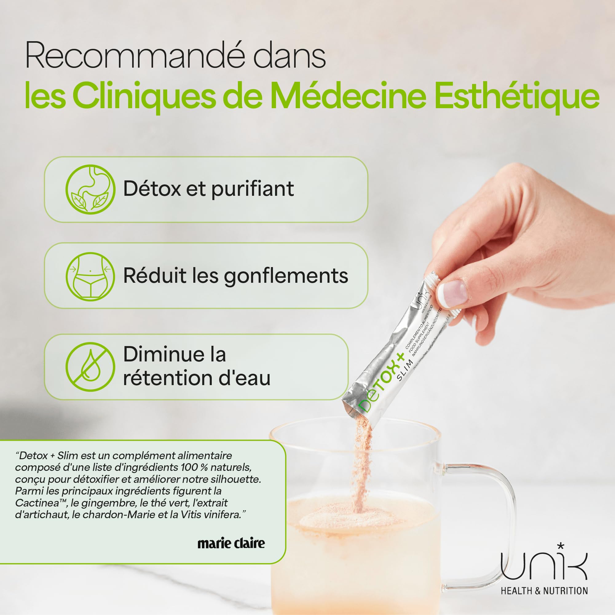 Detox Foie et Colon Puissant et Rapide avec Chardon Marie + Artichaut + Cactinéa + Raisin + Gingembre – Complément Détox Foie & Bien-être Global Cure Detox - 20 Sticks Goût Mangue | UNIK