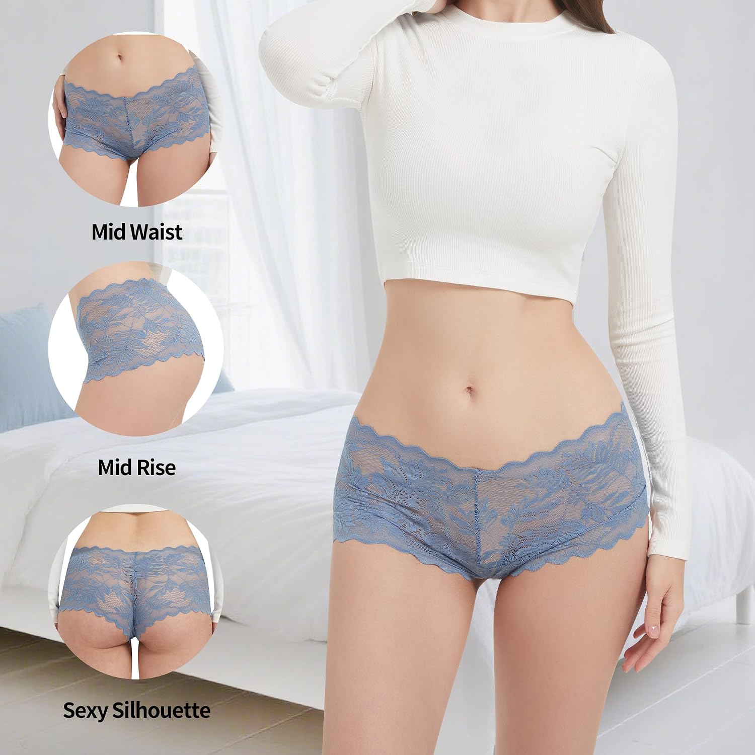 Boyshort Underwear Women Lace Boyshorts Sexy Panties S-2XL | GAREDOB Boyshort Underwear for Women Lace Boyshorts Sexy Comfortable Panties Size S-2XL