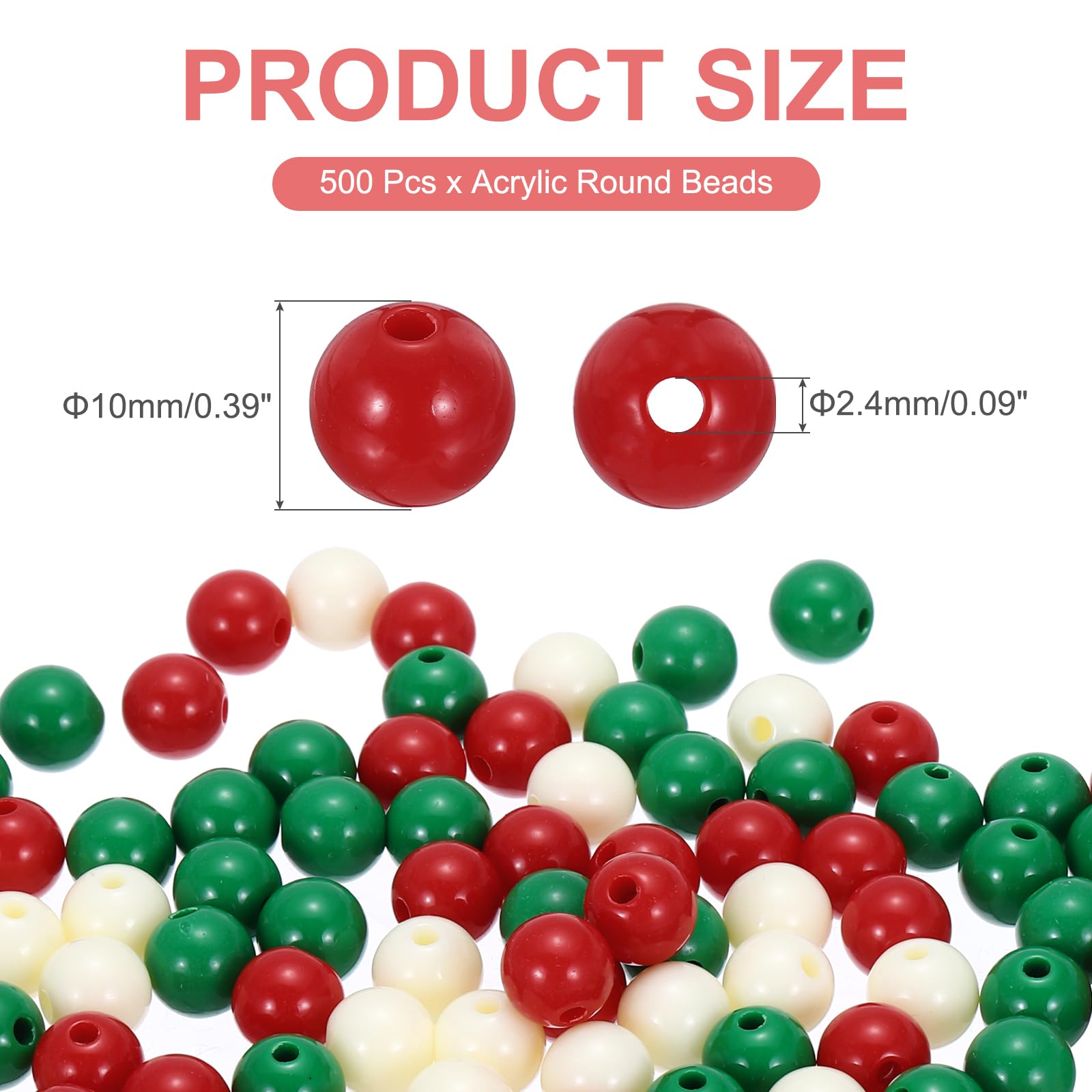 PATIKIL 10mm Acrylic Round Beads - Image 2