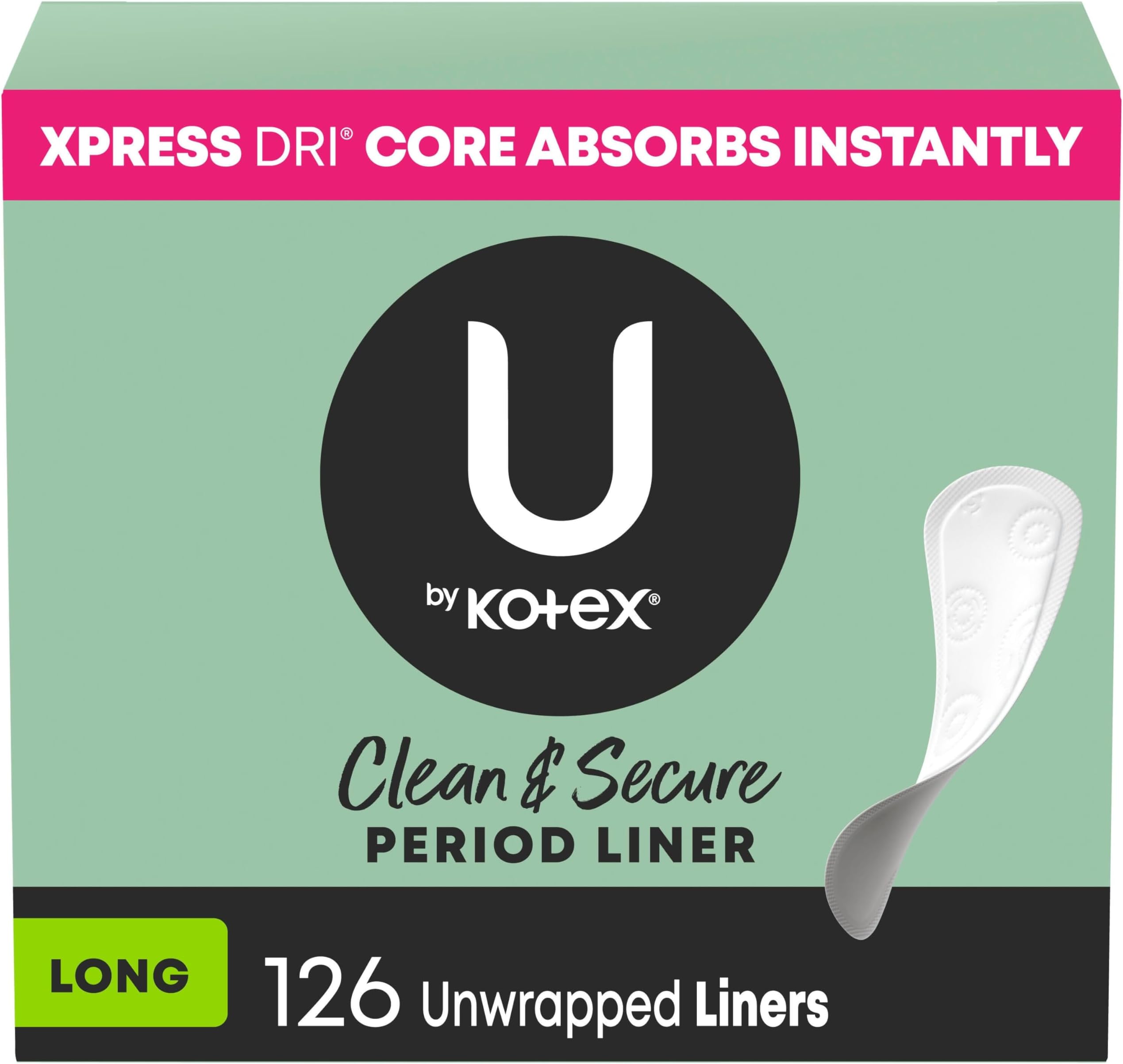 Panty Liners, Clean & Secure, Light Absorbency, Long Length, 126 Count (Packaging May Vary)