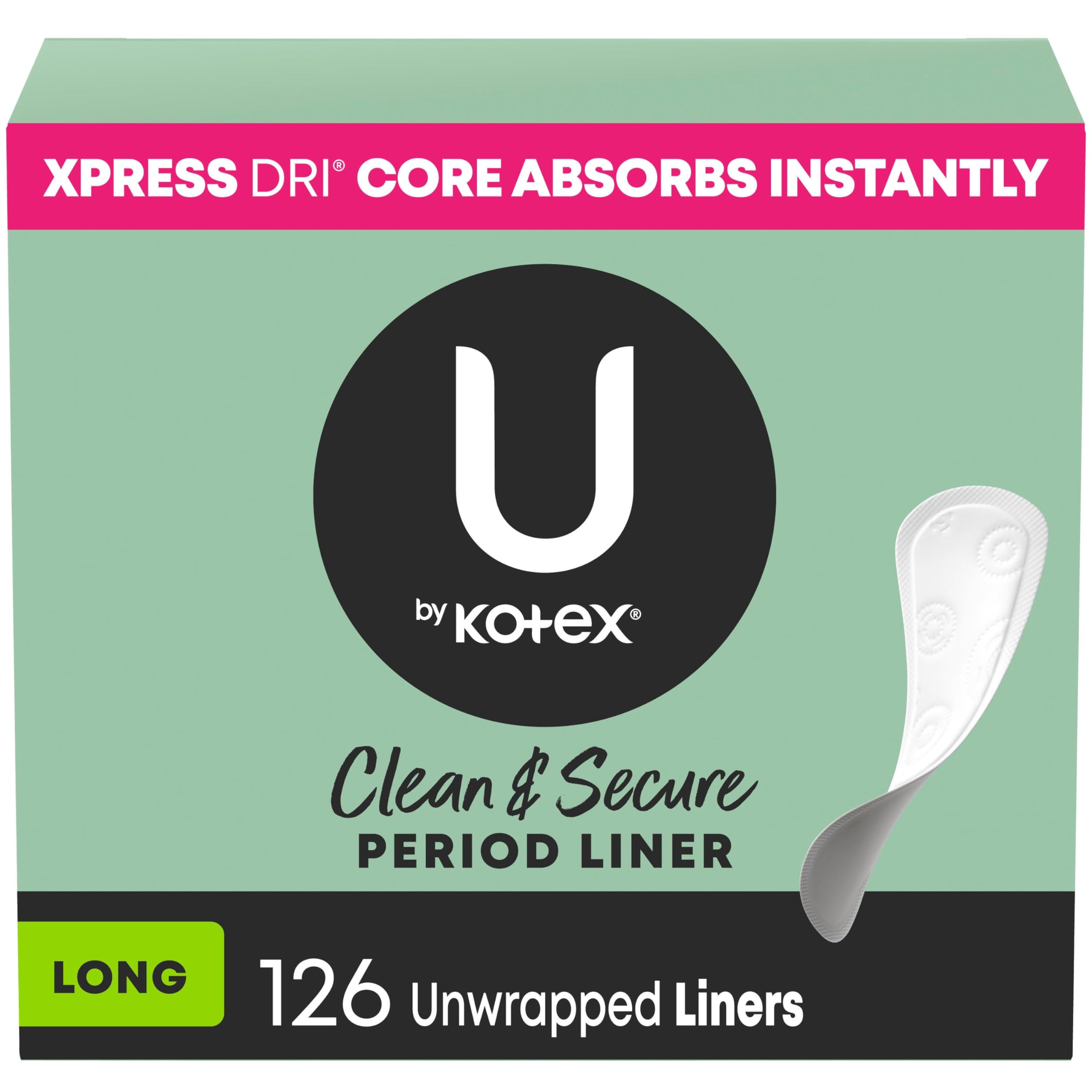 U by Kotex Lightdays Panty Liners, Long, Unscented, 126 Count