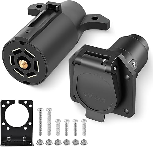 Miniatura 82 de Nilight Enchufe de remolque RV de 7 pines, extremo macho resistente, 7 vías redondo, receptáculo de empalme, accesorios de repuesto para enganche