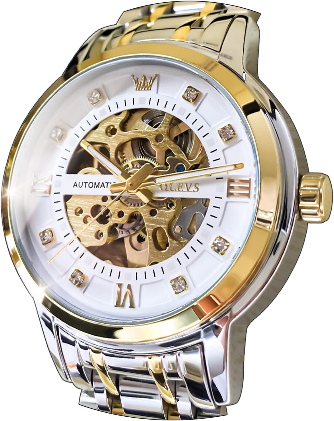 OLEVS Men’s Gold Skeleton Watch Automatic Mechanical self