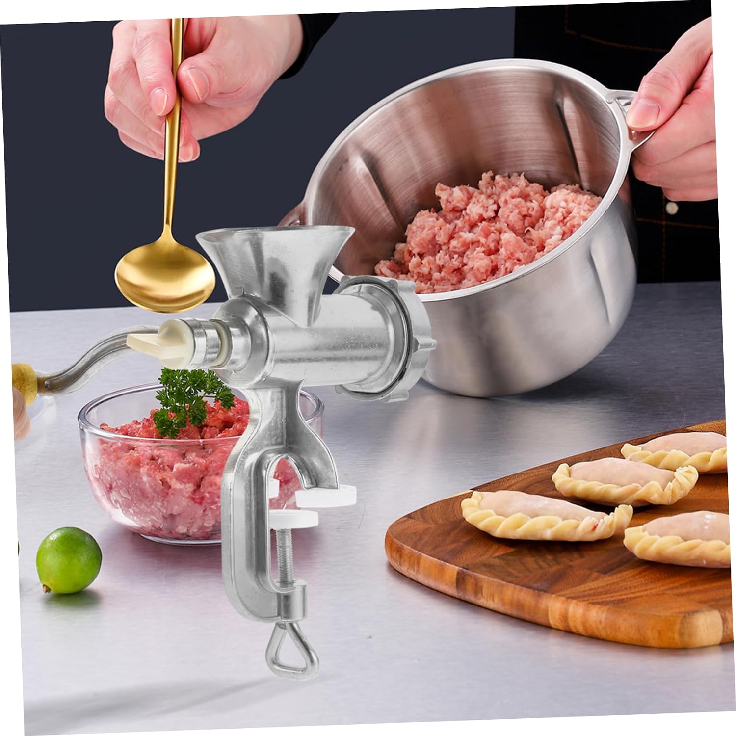 KICHOUSE Alloy Manual Meat Grinder Kitchen Chopper Meat Mincer Machine Sausage Filler Home Commercial Use