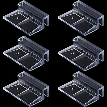 OIIKI 6 PCS Aquarium Glass Cover Clip, Clear Acrylic Support Holder, Aquarium Lid Clips Clamps, for Aquarium Fish Tank 6mm
