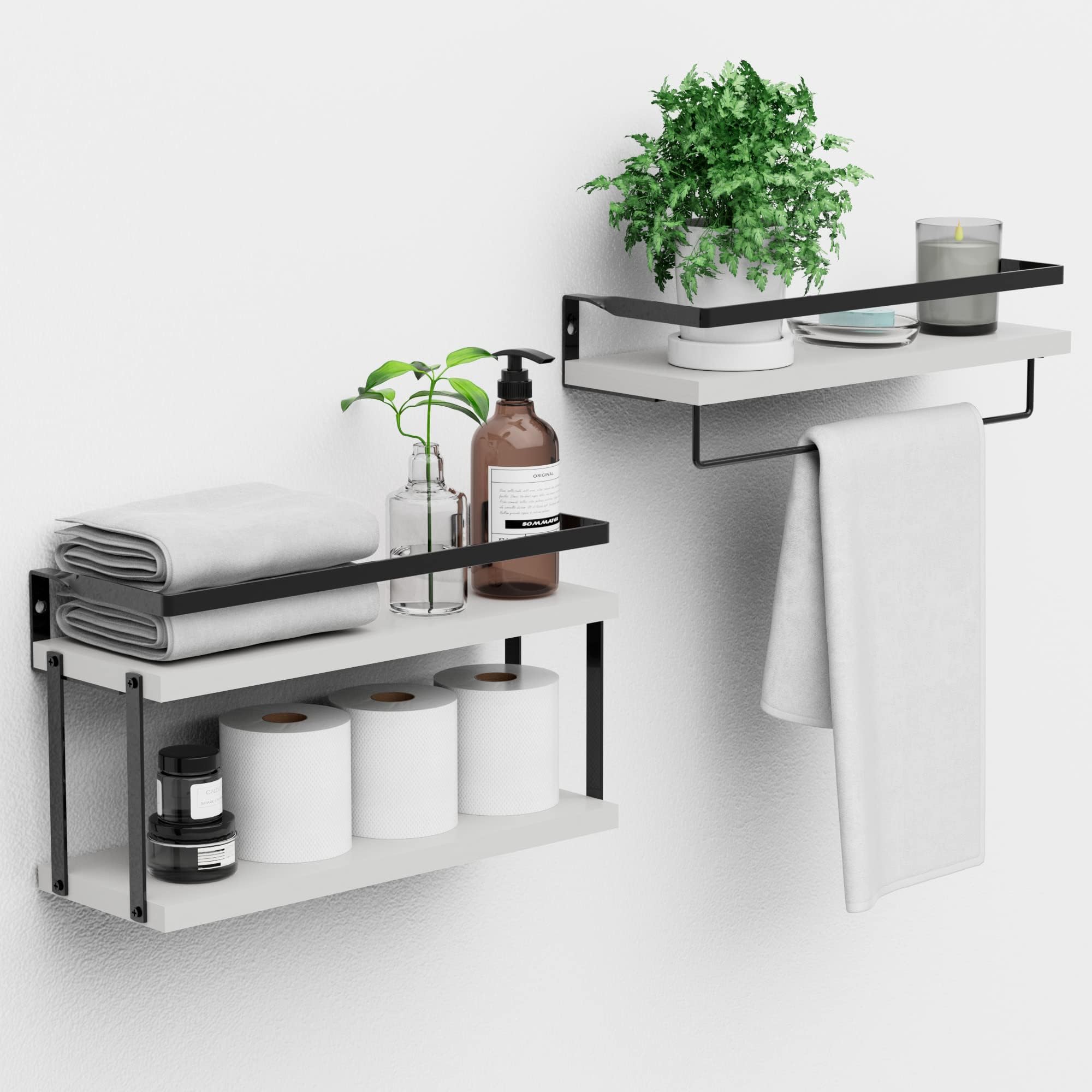 RichFire Floating Shelves 2+1, Wall Shelves for Bathroom, Kitchen, Bedroom& Living