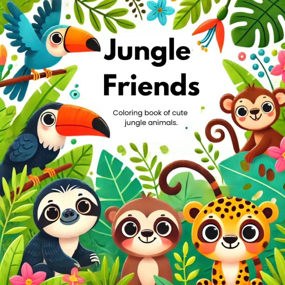 Jungle Friends: Coloring book of cute jungle Animals