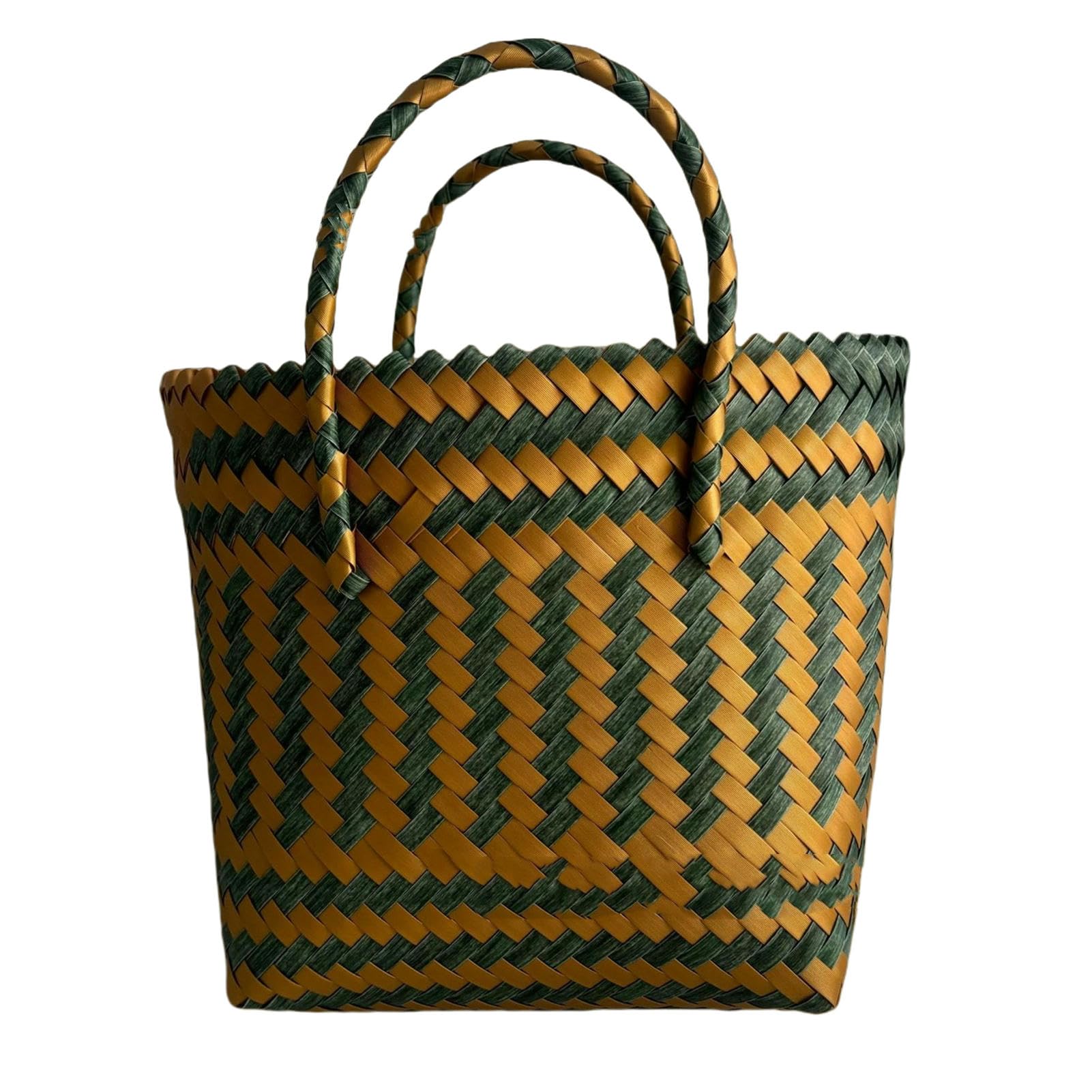 Borsa Paglia Borsa Intrecciata Fatta A Mano - Cesto di Plastica di Grande capacità, Borsa da Donna Semplice E Versatile-brown-21 * 10 * 20 Cm