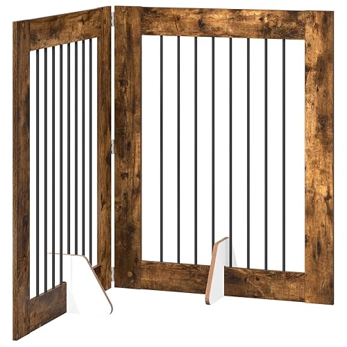 vidaXL Puerta para Perros Plegable con Soportes 4 uds. Roble Ahumado
