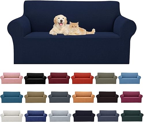 Miniatura 42 de Cupuamon Fundas protectoras para sofá de 4 plazas, elásticas de gran tamaño, con parte inferior elástica de tela jacquard, a cuadros pequeños para