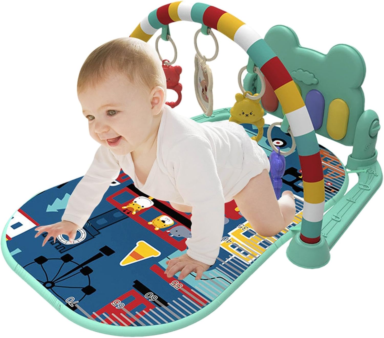 Play Mat with Piano, Activity Gym Playmat, Kick Play Piano Gym, Musical Learning Toy for Babies, Baby Piano Playmat, Developmental Playmat for Babies, Musical Baby Activity Mat,
