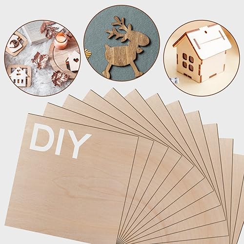 Miniatura 5 de 48 piezas de madera contrachapada de abedul báltico, 12 x 12 x 18 pulgadas, 0.118 pulgadas de grosor, madera sin terminar para manualidades, corte