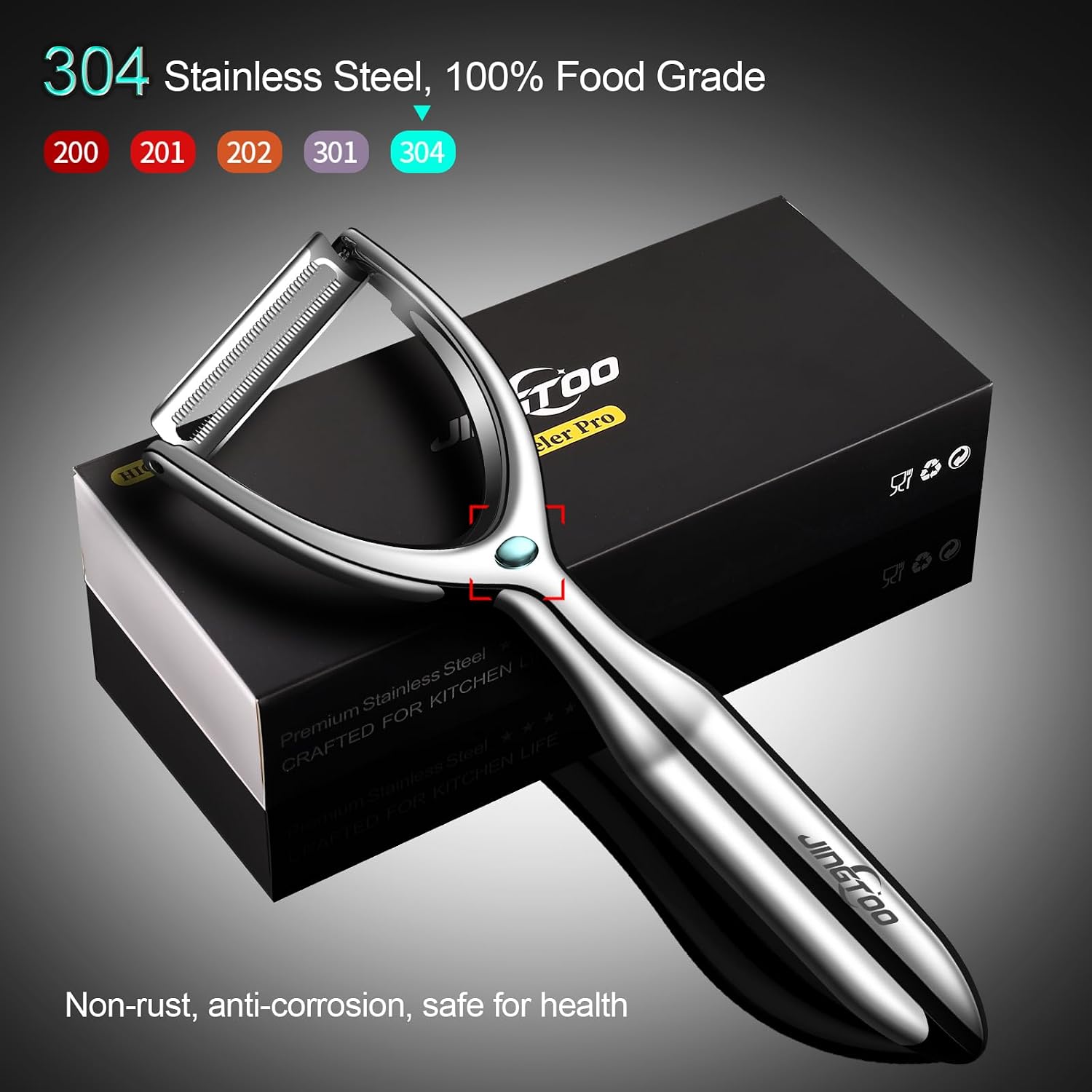 Premium Vegetable Peeler Stainless Steel，Ultra Sharp Potato Peeler, Swivel Blade Fruit Veggie Peeler for Kitchen, Apple Carrot Y Peelers Ergonomic Non-Slip Handle - 5 Years Warranty (Serrated)