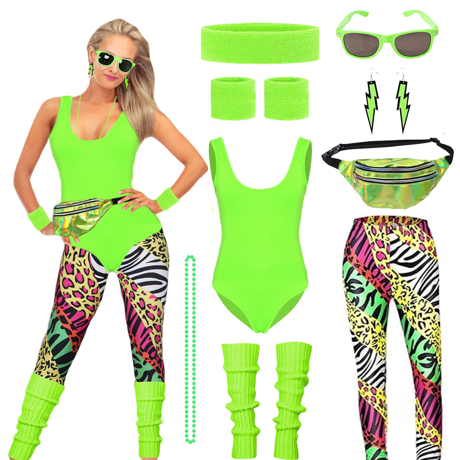 Amycute 80s Work Out Costume for Women Girls, 80s Fancy Dress Accessories Outfit Women, 80s Fitness Instructor Aerobics Instructor Outfit Sports Costumes Neon Party Dress Up - BigaMart Amycute 80s Work Out Costume for Women Girls, 80s Fancy Dress Accessories Outfit Women, 80s Fitness Instructor Aerobics Instructor Outfit Sports Costumes Neon Party Dress Up - BigaMart