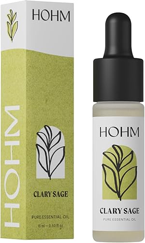 Hohm Aceite esencial de salvia clara, aceite esencial puro sin diluir 100% natural, para difusor de tu hogar, 0.5 onzas, sin OMG y sin químicos,