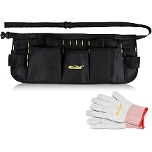 NEWISHTOOL Oxford Pocket Apron, 13 Pockets Work Waist Tool Apron, Duty Car Wrap Tools Bag for Film Application and Sign Making, Adjustable Waist Strap Tools Pouch and Gloves for Adults