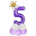 Purple 5 Number Foil Balloon with Crown & Base Balloons | 32 Inch Helium Supported for Birthday, Anniversary, Baby Shower Decoration - Pack of 14 gallery image
