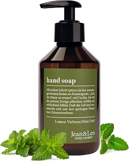 Jean & Len Hand Wash Lemonverbena & Mint, Vegan, 250 ml | Clean Worn Hands, Liquid Soap In Pump Bottle, For Daily Use, Citrus Fragrance