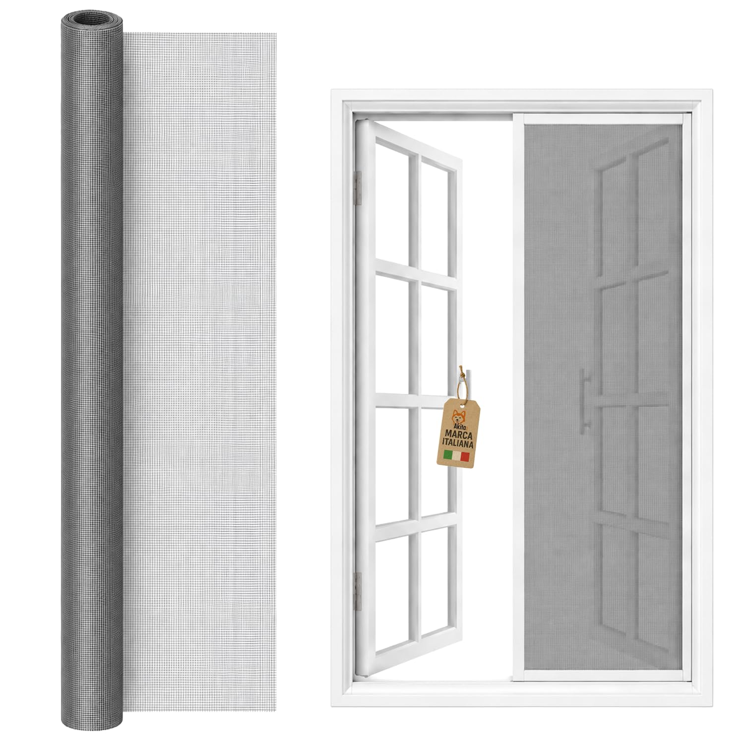 Akitaink Rotolo Zanzariera in Fibra di Vetro 250x120 cm, Rete Grigia per Sostituzione e Riparazione
