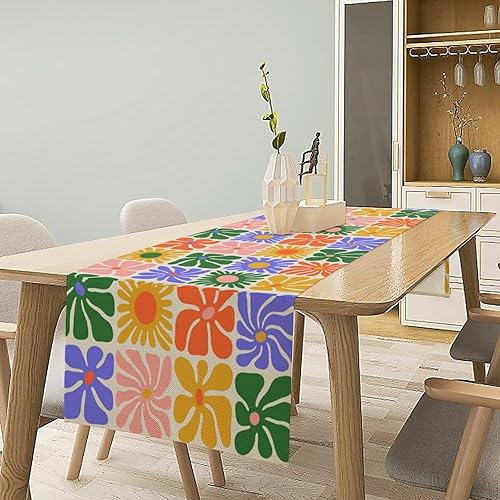 Miniatura 150 de Camino de mesa retro de los años 70, estilo vintage, abstracto, moderno, bohemio, espiral, espiral, ondas, granja, cena, camino para el hogar,