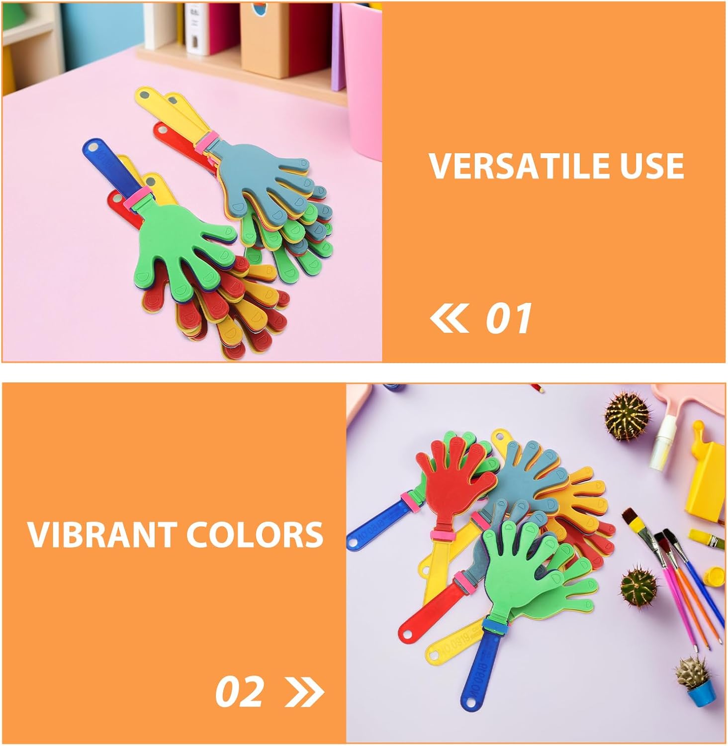 LOGOFUN 30pcs Plastic Hand Clappers Noise Makers Party Clapping Hands Toy for Celebrations and Events