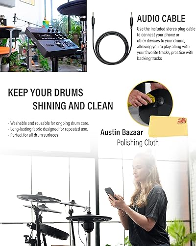 Miniatura 10 de Roland V-Drums TD-07DMK - Juego de batería electrónica con trono de batería, bolsa para baqueta, cable de audio de 0.138 in, 3 pares de baquetas