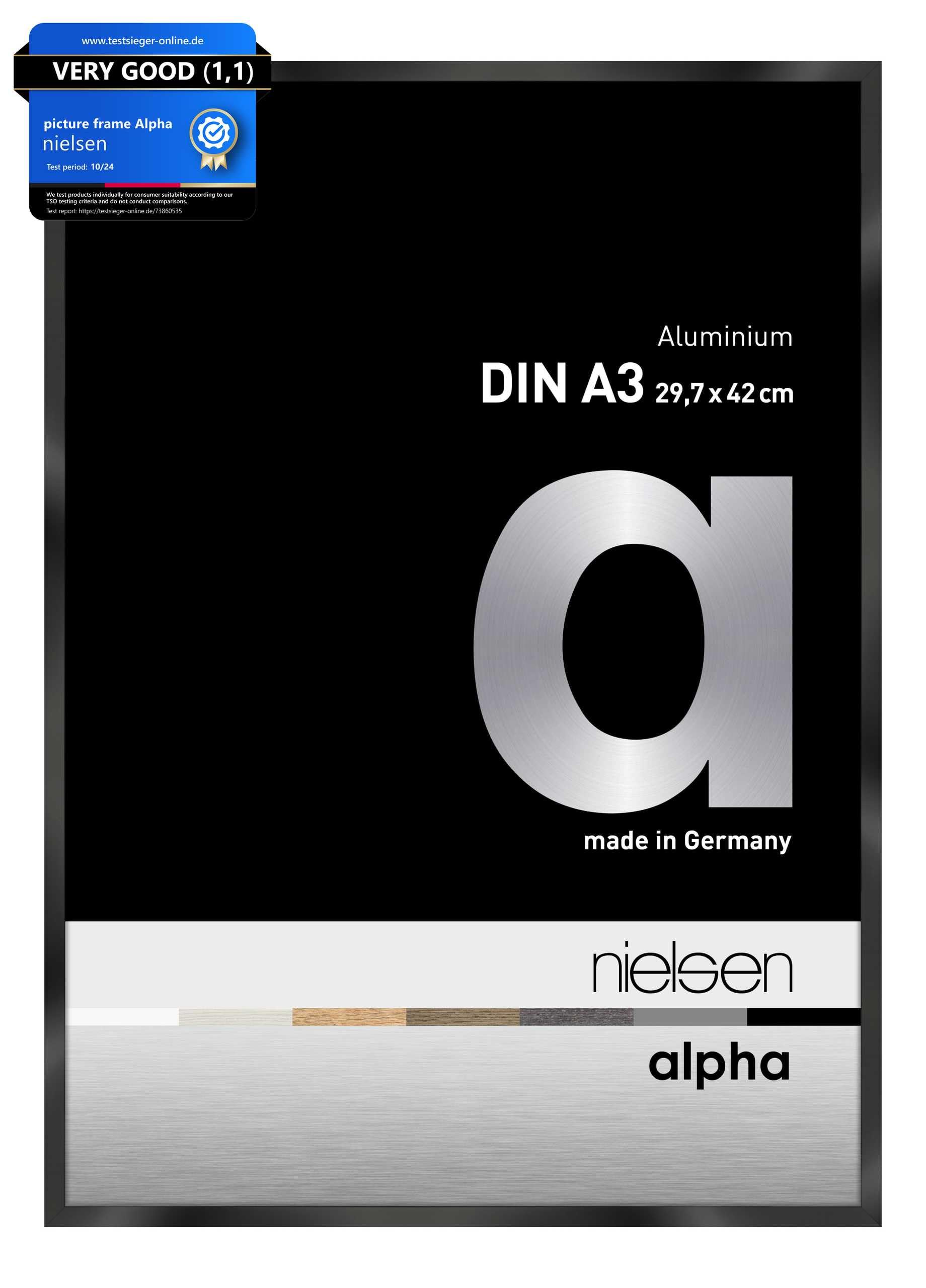 Nielsen Alpha Aluminium Picture Frame With Glass Front Black A3