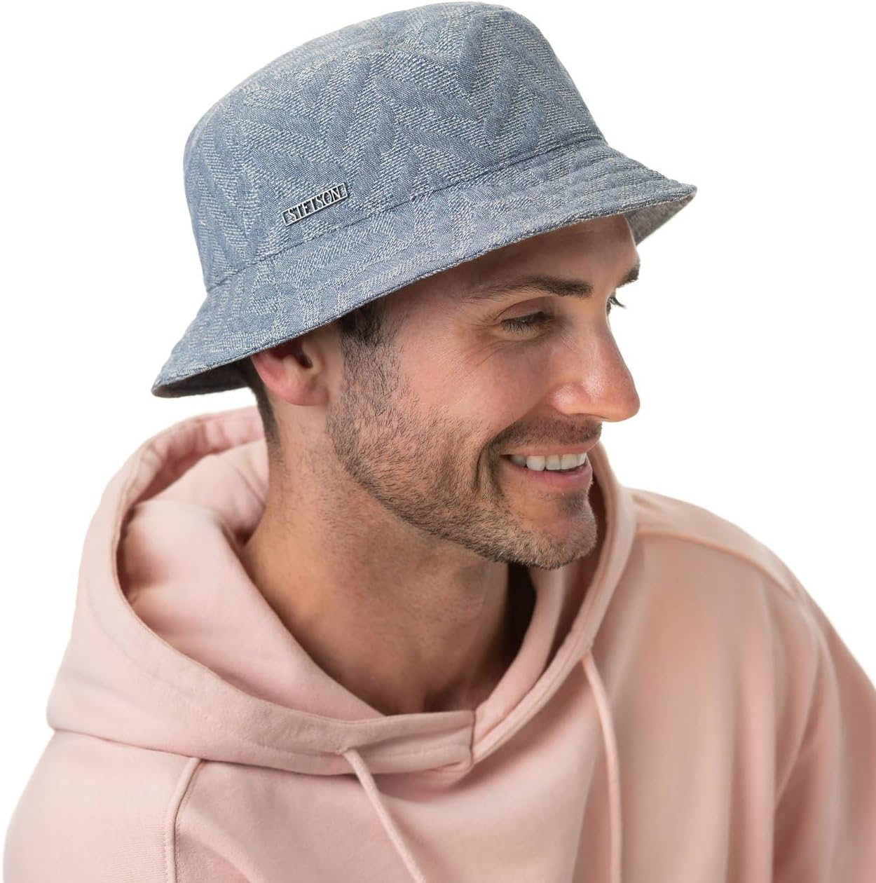 Stetson Herringbone Cotton Bucket Hat UV Protection Packable Made in EU Unisex Summer