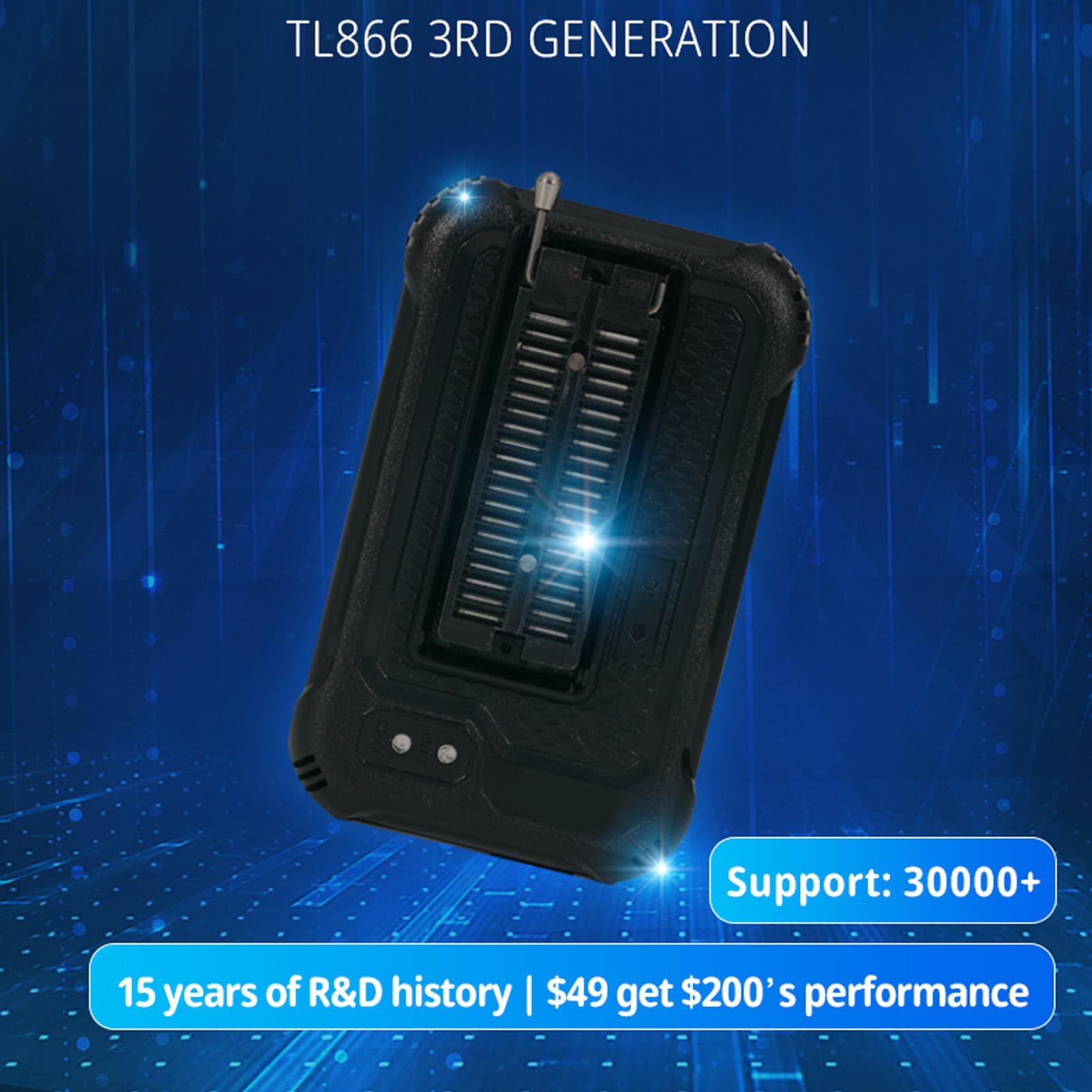 BROLEO Programmatore aggiornato, tecnologia di interfaccia USB USB2.0 HS 480MHz 4 strati PCB 32bit MCU 120 MHz T48 TL866 3G Supporto 256GB ICSP Programmatore per MCU per NI Flash, BROLEOhrvdax02tk
