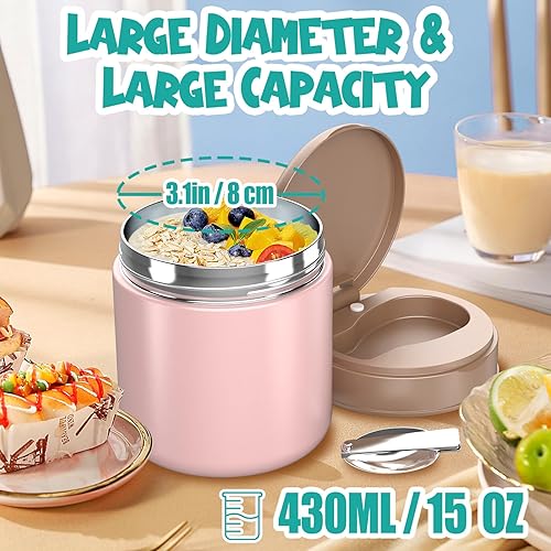 Miniatura 3 de Tarro de alimentos aislado para niños, 15.2 onzas, termo para alimentos calientes, termo de sopa, recipiente de alimentos aislado, Termos para